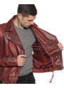 Leather Trend Chiodo Tre Tasche - Chiodo Uomo Bordeaux in vera pelle