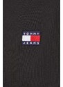 Tommy Jeans felpa in cotone donna colore nero con cappuccio con applicazione