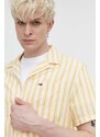 Tommy Jeans camicia in lino misto colore giallo