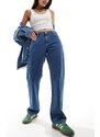 Dr. Denim - Arch - Jeans dritti regular fit a vita medio alta lavaggio stone wash medio-Blu