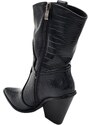Malu Shoes Tronchetto donna camperos nero lucido con stampa pitonata animalier con tacco western 6 cm comodo moda trend