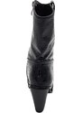 Malu Shoes Tronchetto donna camperos nero lucido con stampa pitonata animalier con tacco western 6 cm comodo moda trend