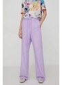 Stine Goya pantaloni in cotone Carola Solid colore violetto