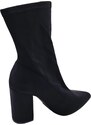 Malu Shoes Stivaletti tronchetti donna a punta in licra effetto calzino nero con tacco largo 6 cm zip aderenti al polpaccio sexy
