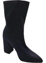 Malu Shoes Stivaletti tronchetti donna a punta in licra effetto calzino nero con tacco largo 6 cm zip aderenti al polpaccio sexy