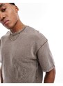ADPT - T-shirt della tuta oversize beige slavato in coordinato-Neutro