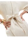 Closet London - Vestito corto stile kimono beige a coste-Neutro
