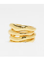 Topshop - Remy - Confezione da 4 anelli placcati in oro 14k con design a forcella effetto metallo fuso