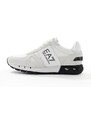 Armani - EA7 - Sneakers bianche e nere in misto camoscio e rete con logo-Bianco