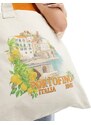 ASOS DESIGN - Borsa shopping in tela multicolore con stampa "Portofino"