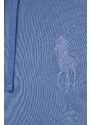 Polo Ralph Lauren felpa in cotone uomo colore blu con cappuccio con applicazione