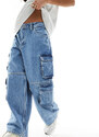 Dr. Denim Petite - Donna Multi Modular - Jeans cargo dritti comodi a vita alta lavaggio stream sky rétro-Blu