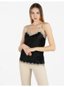 Solada Top Donna Effetto Raso Con Pizzo Tops Nero Taglia Unica