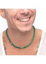 Collana unisex Marlù in acciaio con pietre a rondelle colore verde 18CN098G-V