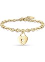 Bracciale donna gioielli Luca Barra bk2167 in acciaio dorato e ciondolo cuore lucchetto
