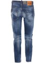 DSQUARED2 navy blue denim medium stapled clean wash skater jeans