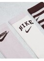 Nike Training Nike - Everyday Cushioned Plus - Confezione da 3 paia di calzini ammortizzanti multicolore-Marrone