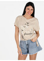 My Style T-shirt Da Donna Annodata Con Stampa Manica Corta Beige Taglia Unica