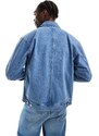 Obey - Giacca di jeans lavaggio indaco chiaro con tasche e zip-Blu