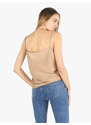 Solada Top Donna Effetto Raso Con Scollo a Cascata Tops Beige Taglia Unica