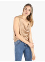 Solada Top Donna Effetto Raso Con Scollo a Cascata Tops Beige Taglia Unica