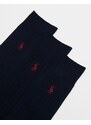 Polo Ralph Lauren - Confezione da 3 paia di calzini in cotone mercerizzato blu navy con logo