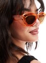 Vero Moda - Occhiali da sole cat-eye arancioni con montatura spessa-Arancione