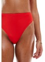 ASOS DESIGN - Maya - Mix and Match - Slip bikini sgambati a vita alta rossi-Rosso