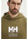Helly Hansen felpa uomo colore verde con cappuccio applicazione 53251