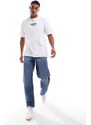 New Look - T-shirt oversize bianca con stampa Vinyl Shop-Bianco