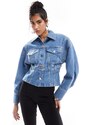 & Other Stories - Giacca di jeans stile corsetto con spalle allungate lavaggio blu medio