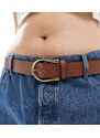 ASOS DESIGN Curve - Cintura da jeans per vita e fianchi color cuoio con fibbia a mezzaluna-Marrone