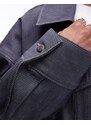 Topshop - Giacca di jeans taglio lungo a palloncino grigio grezzo