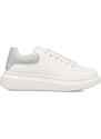 Sneakers bianche da donna con dettaglio argento glitter sul tallone e suola plaftorm Lora Ferres