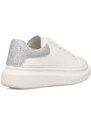 Sneakers bianche da donna con dettaglio argento glitter sul tallone e suola plaftorm Lora Ferres