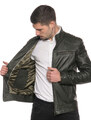 Leather Trend Attila - Biker Uomo Verde in vera pelle
