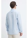 Timberland camicia di lino colore blu TB0A2DC39401