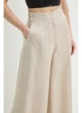 Ivy Oak pantaloni in lino colore beige IO115177