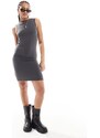Pull&Bear - Vestito corto modellante raccolto in poliammide color grigio scuro