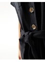 New Look - Tuta jumpsuit nera con bottoni allacciata in vita-Nero