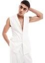 ASOS DESIGN - Giacca da abito senza maniche slim fit bianca-Bianco