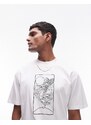 Topman - T-shirt super oversize bianca con ricamo di angelo-Bianco