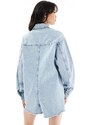 ASOS DESIGN - Tuta jumpsuit corta in denim lavaggio candeggiato-Blu