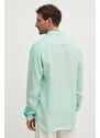 Tommy Hilfiger camicia di lino colore verde MW0MW34602