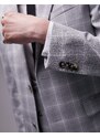 Topman - Giacca da abito super skinny, colore grigio, con tessuto impreziosito da quadri