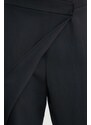 Liviana Conti pantaloni in lino misto colore nero L4SL87