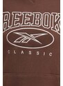 Reebok Classic felpa in cotone Archive Essentials donna colore marrone con cappuccio con applicazione 100075645