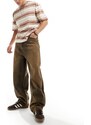 COLLUSION - X015 - Jeans super baggy a vita bassa marroni lavaggio tinto-Marrone