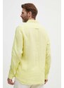 Tommy Hilfiger camicia di lino colore giallo MW0MW34602