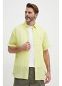 Tommy Hilfiger camicia di lino colore giallo MW0MW35207